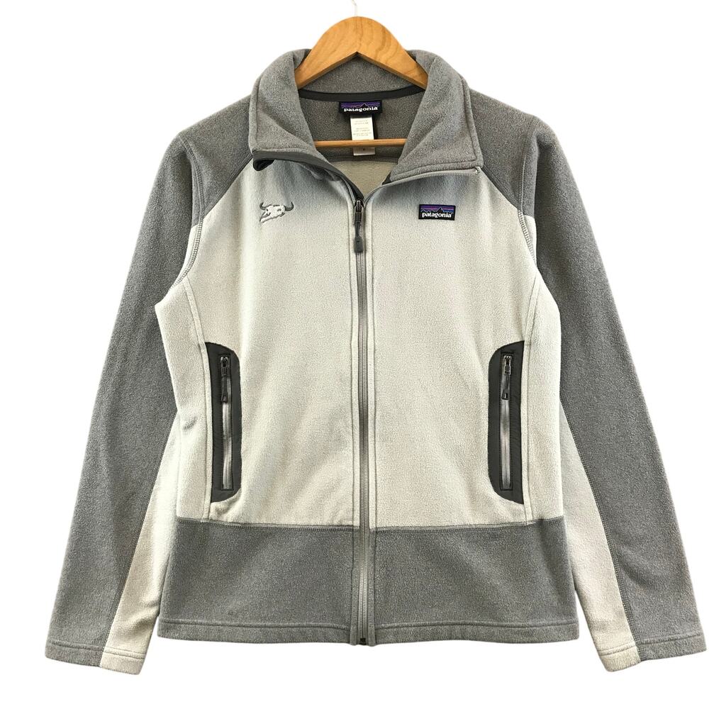 Patagonia Emmilen Jacket Women’s M Gray Full Zip Fleece Mock Neck Zip Logo